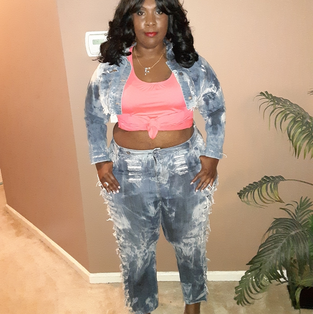 Distressed Denim Jeans Custom Plus Size